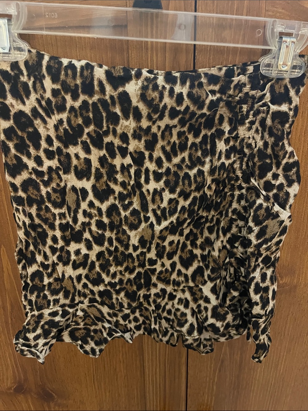 Leopard Print Satin Mini Skirt - Beige & Black
